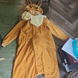 Eevee Plush Onesie Costume - Brown with Cream Collar